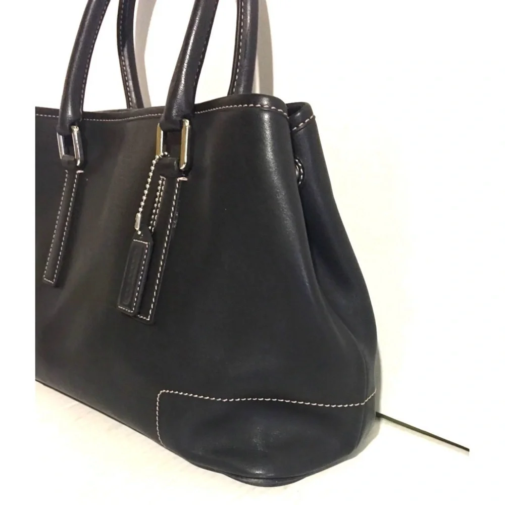 Coach vintage black leather satchel handbag